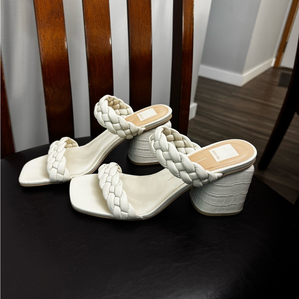Dolce Vita White Braided Block Heels